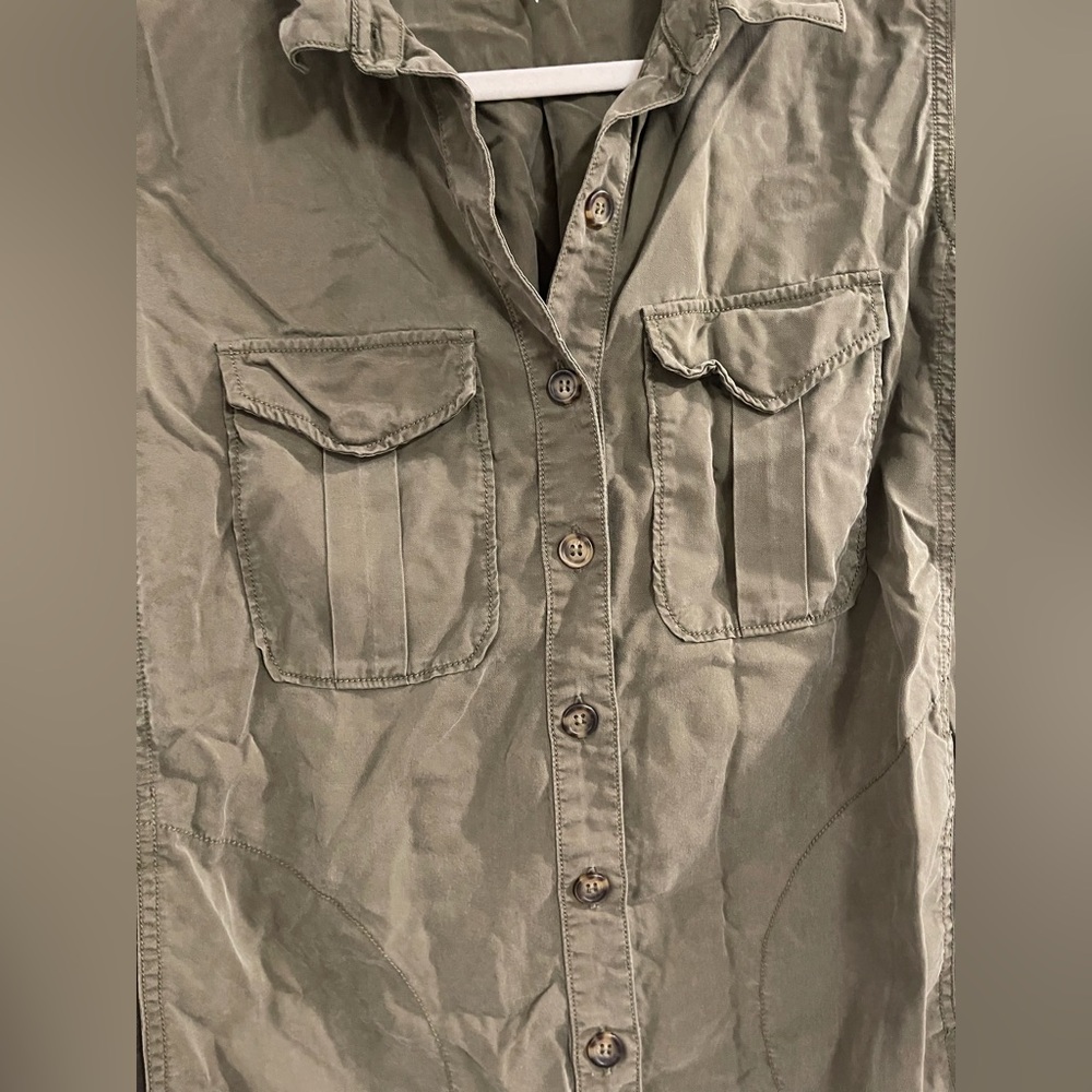Free People Olive Button-Down Casual Shirt - Picture 4 of 5